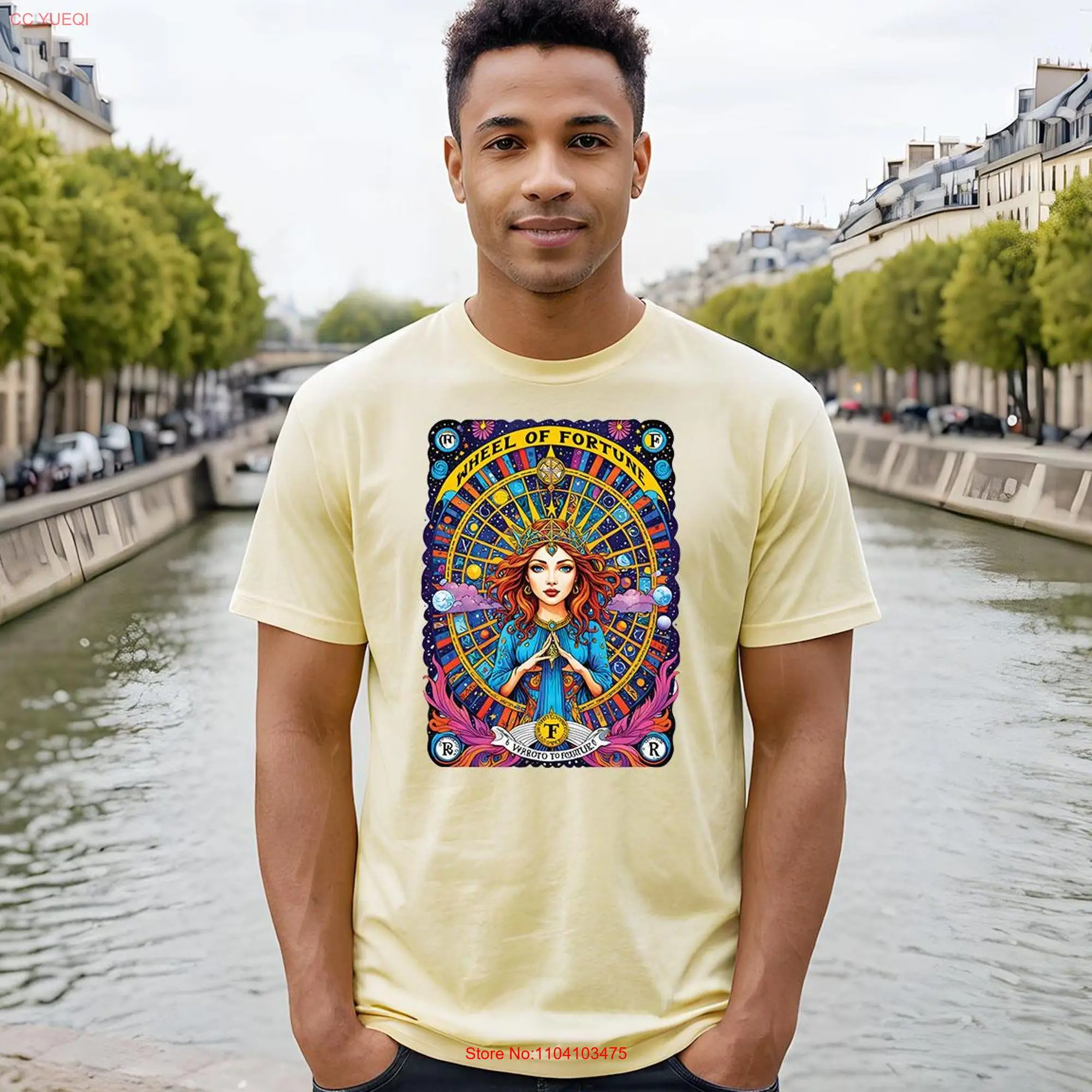 Wheel of Fortune Tarot T shirt long or short sleeves