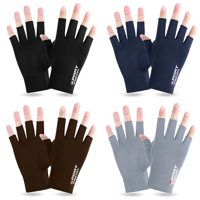 Anti-uv masculino feminino luvas de pesca protetor solar antiderrapante primavera verão gelo fresco respirável ciclismo esporte luvas de pesca