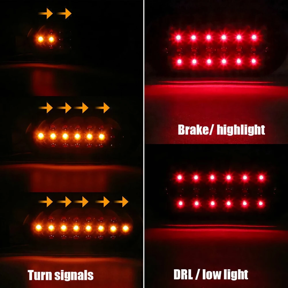 2Pcs Smoked Trail Lights Rear Light 12V/24V LED RV Tail Light Van Caravan Taillight Dynamic Turn Signal SAE E4 DOT ADR Mark IP65