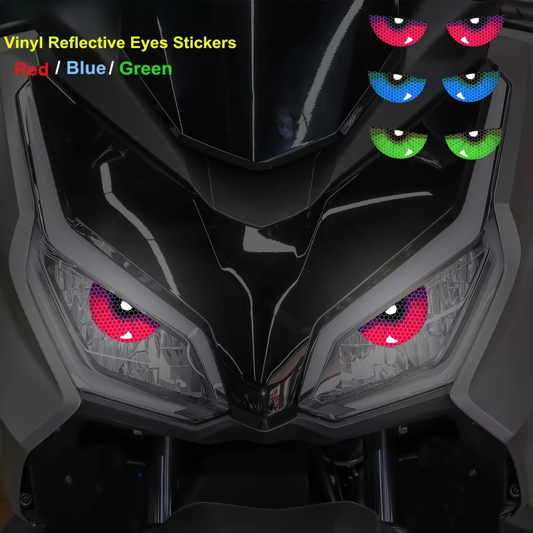 1Pair Devil's Eyes Vinyl Reflective Motorcycle Stickers Self-adhesive Night Driving Safety Warning for Moto Headlights Helmets