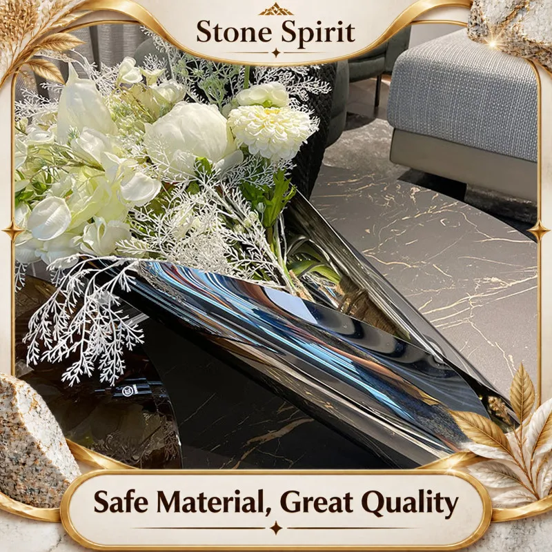 Geometric Art Rolled Stainless Steel Tray, Wood Grain Metal Triangle Folding Storage Tray, Kitchen Decoration Storage Tray