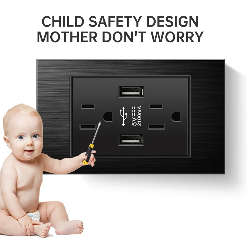 

PSSRISE America Thailand Universal L06 Wall Socket 5V 2.1A USB Type-c Fast Charger Power socket Light Switch TV Computer sockets