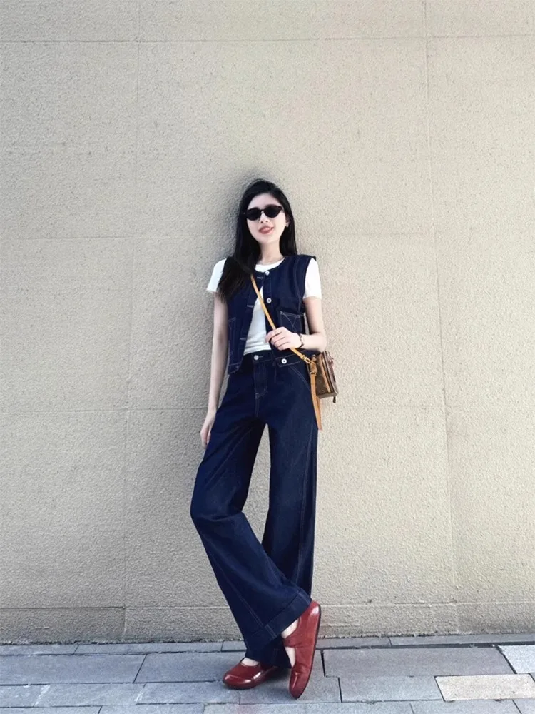 

Unique Faionable Denim Vest Set Women's Summer 2025 New Sle Ele Quali Clothing Two-Piece Suit Casual Trendy Outfit