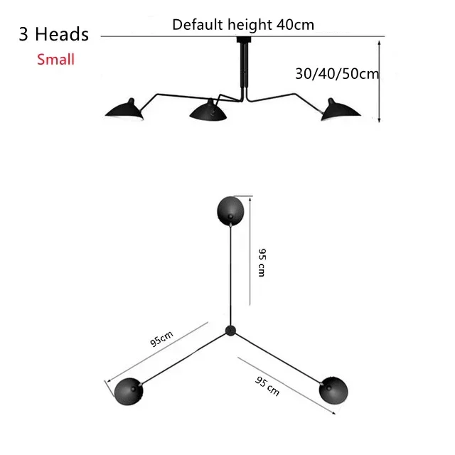 Mouille Plafondlamp Nordic Spider Hanglamp Multi 3/6heads voor Woonkamer Slaapkamer Zwart Armatuur Home Decor