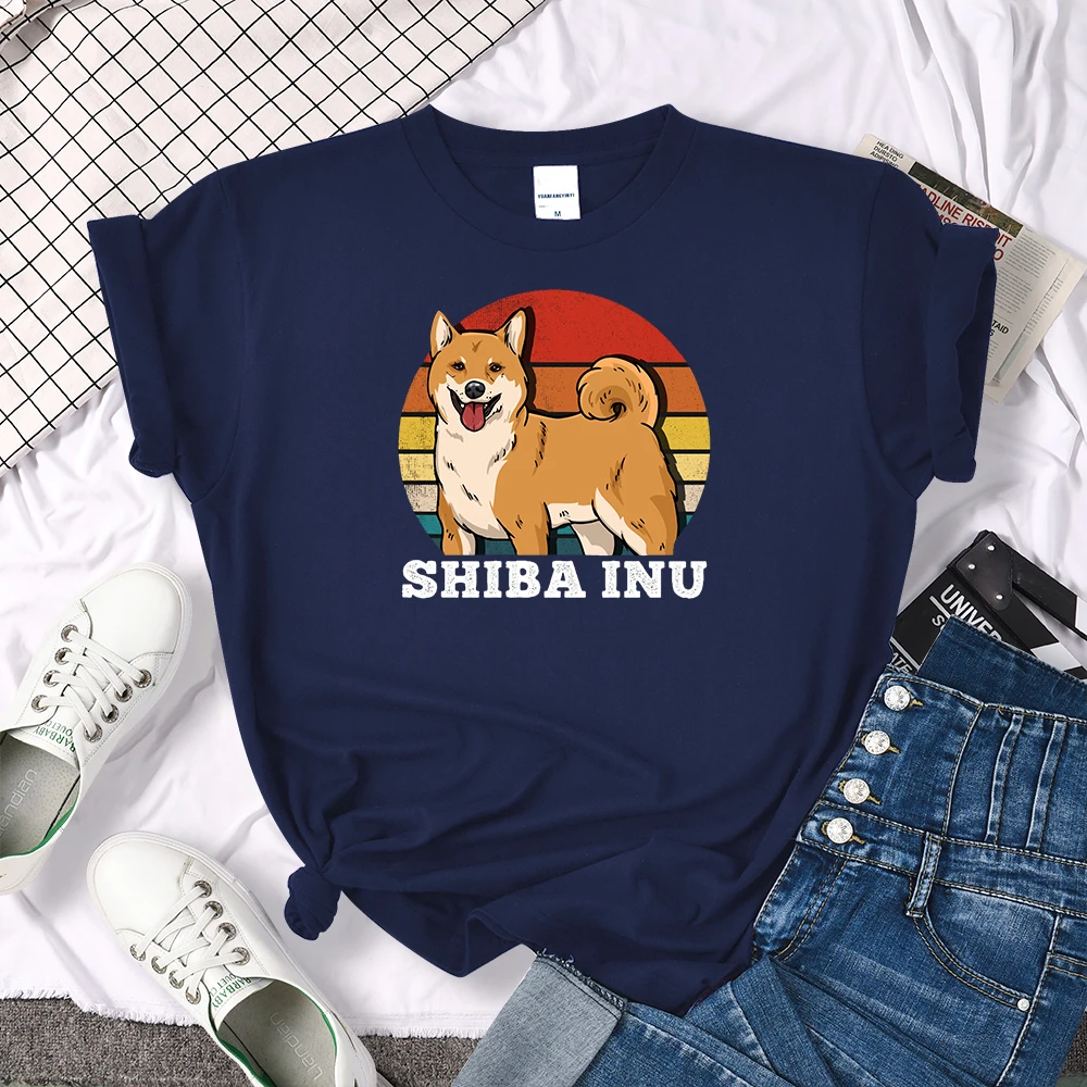 Shiba Inu Cute Dog printing Womens T-Shirt Fashion Brand T Shirts Street S-XXXL tee Shirts Breathable Oversize Women's T Shirt