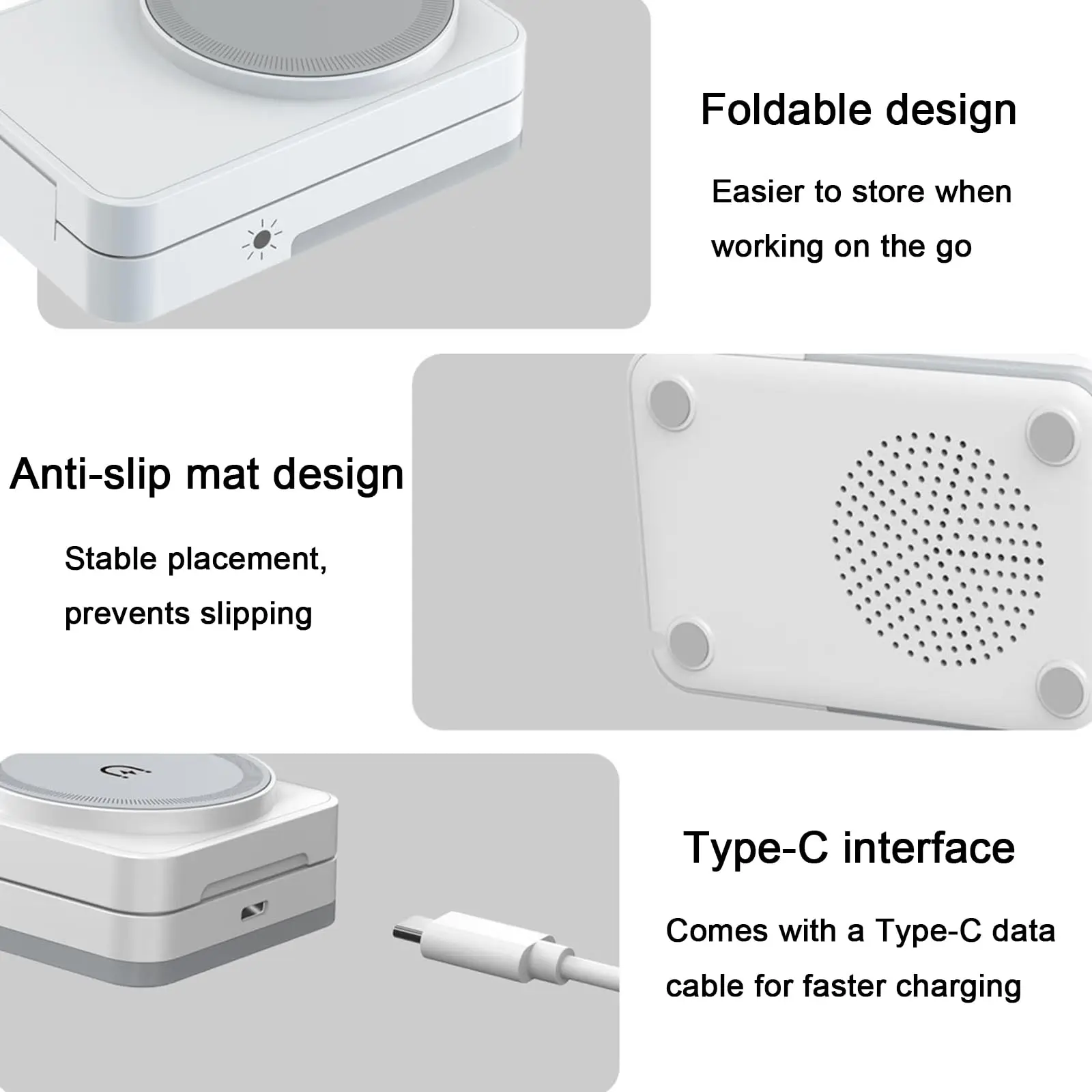 3-in-1 Foldable Wireless Charger 15W Magnetic Induction Charger Portable Travel Fast Charging Station for iPhone Watch Earphones view 6