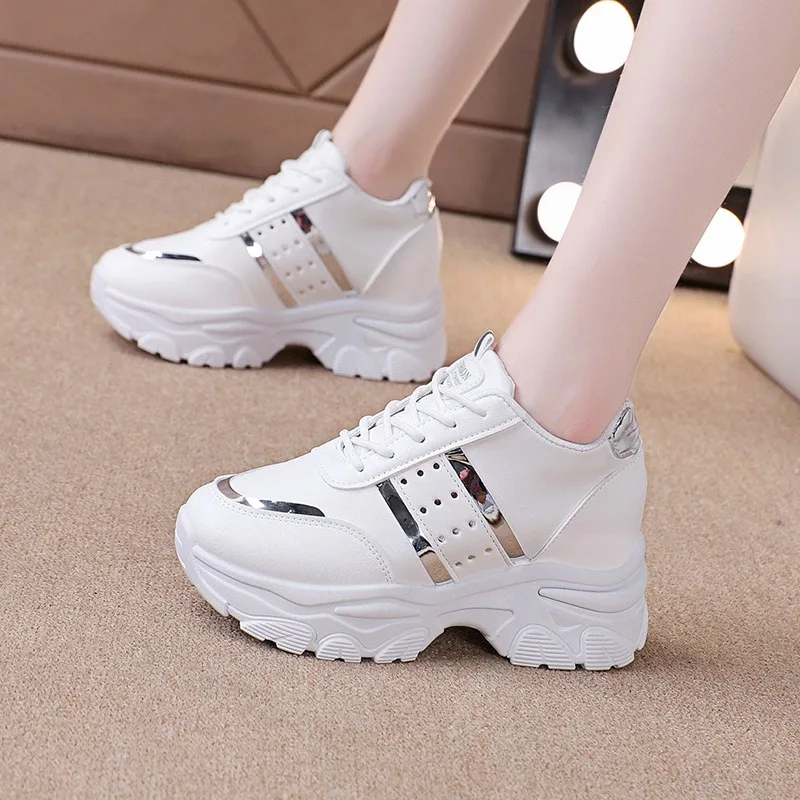 Plataforma de alta qualidade tênis feminino chunky casual moda malha rendas até tênis feminino confortável sapatos caminhada ao ar livre