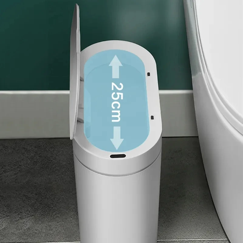 Pattumiera con sensore intelligente 8L/15L pattumiera elettronica automatica per bagno domestico toilette impermeabile con sensore di cucitura