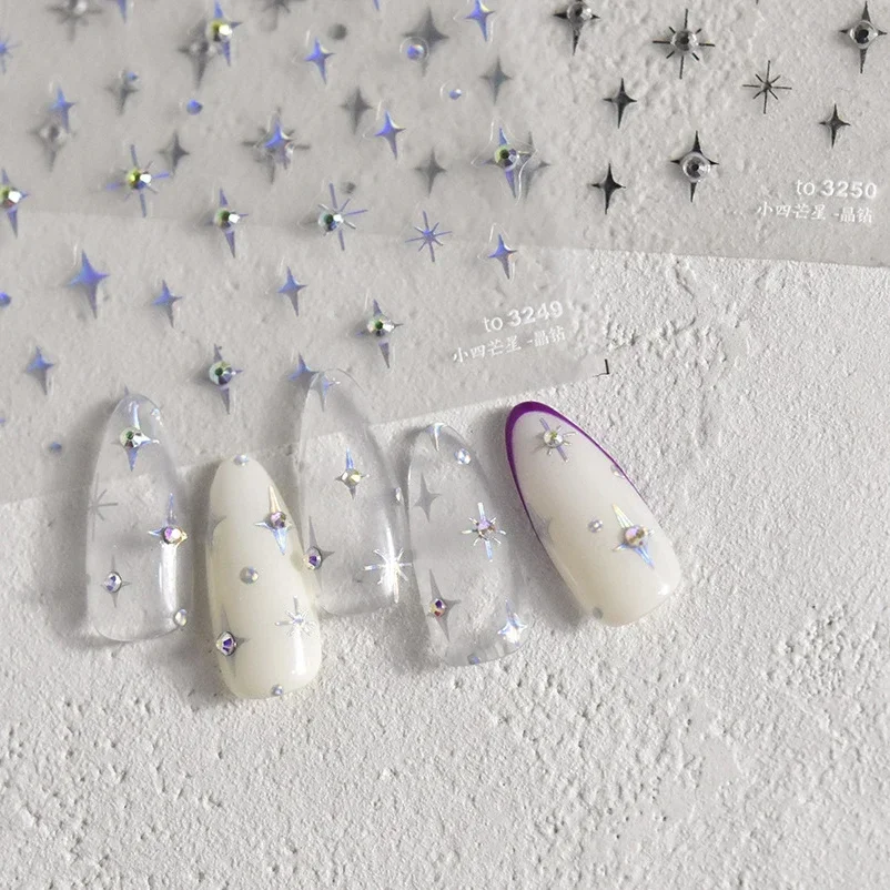 1 piece  5D silver nail stickers metal mini star nail art stickers high quality exquisite decals self-adhesive nail art stickers