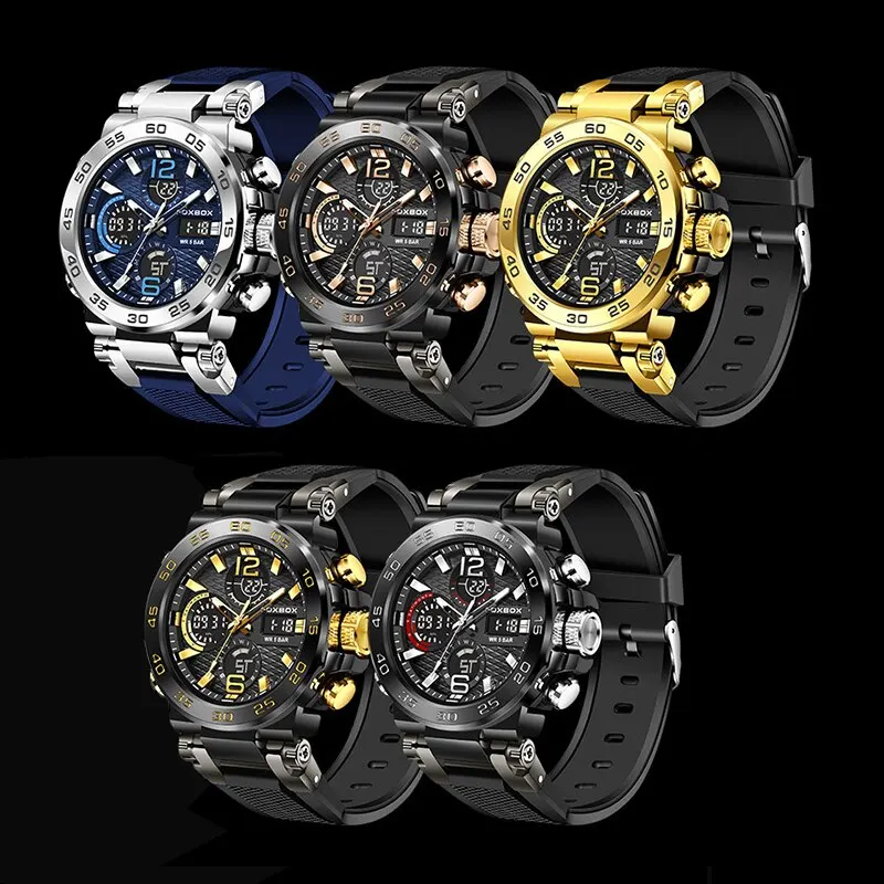 FOXBOX-Montre de plongée étanche pour homme, chronographe militaire, affaires, mode, sport, marque supérieure, luxe, boîte