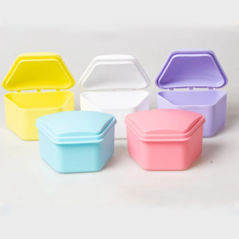 Portable Trapezoid Orthodontic Retainer Box Teeth Oral Denture Dental Storage Case Prosthesis Teeth Container Boxes