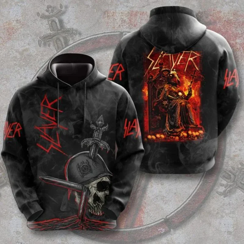 Fashion Men's Hoodies Rock Band Slayer Sweatshirts 3D Print Men Women Hip Hop Tracksuit Pullover Oversized Streetwear Y2k Hoodie