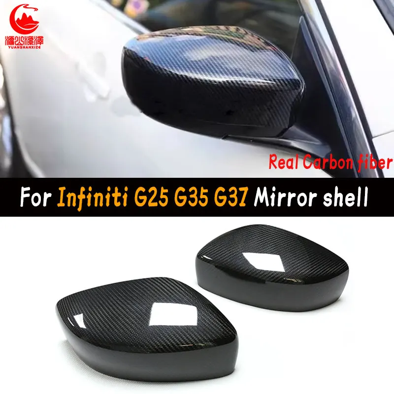 

For Infiniti G25 G37 G35 Q60 Dry carbon fiber replacement mirror cover adhesive version mirror shell Caps