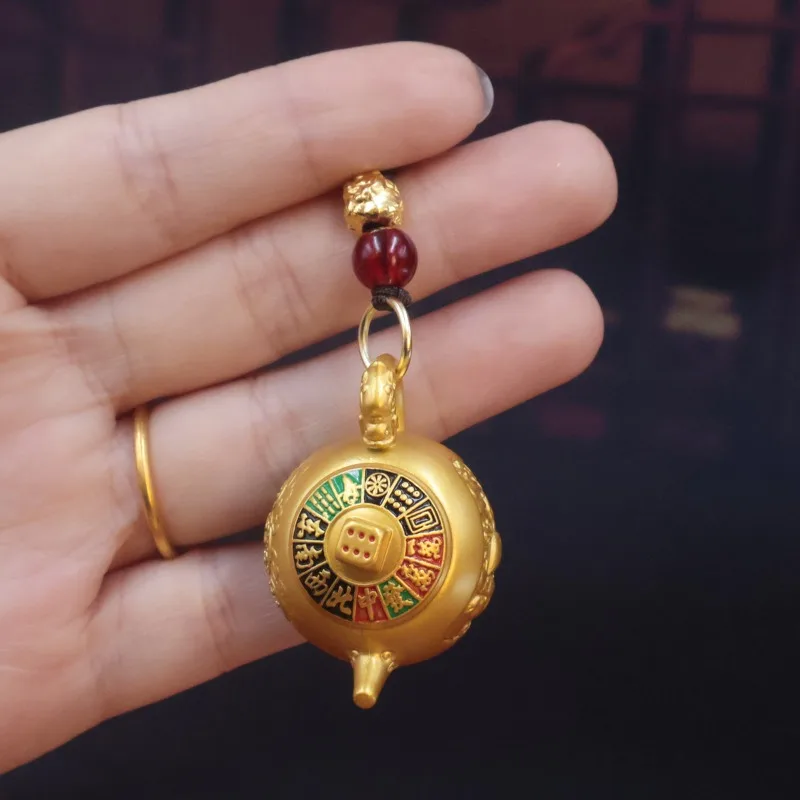 Zodiac Rotatable Mini Teapot Ornament Hand‑Play Toy Car Keychain Stress Relief Pocket Decor Pendant
