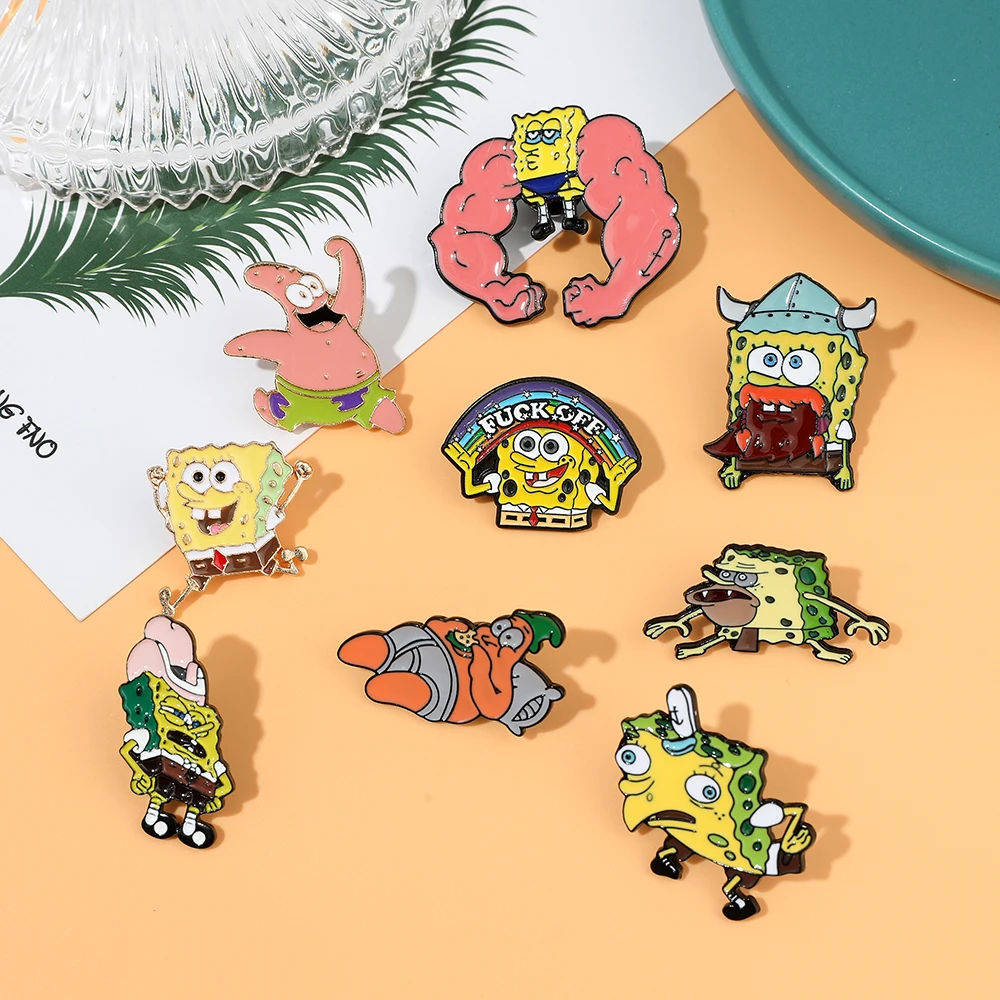 Anime Cartoon Spongebob Squarepants Enamel Pins Patrick Star Kawaii Badge Funny Accessories Cute Brooches for Women Gifts