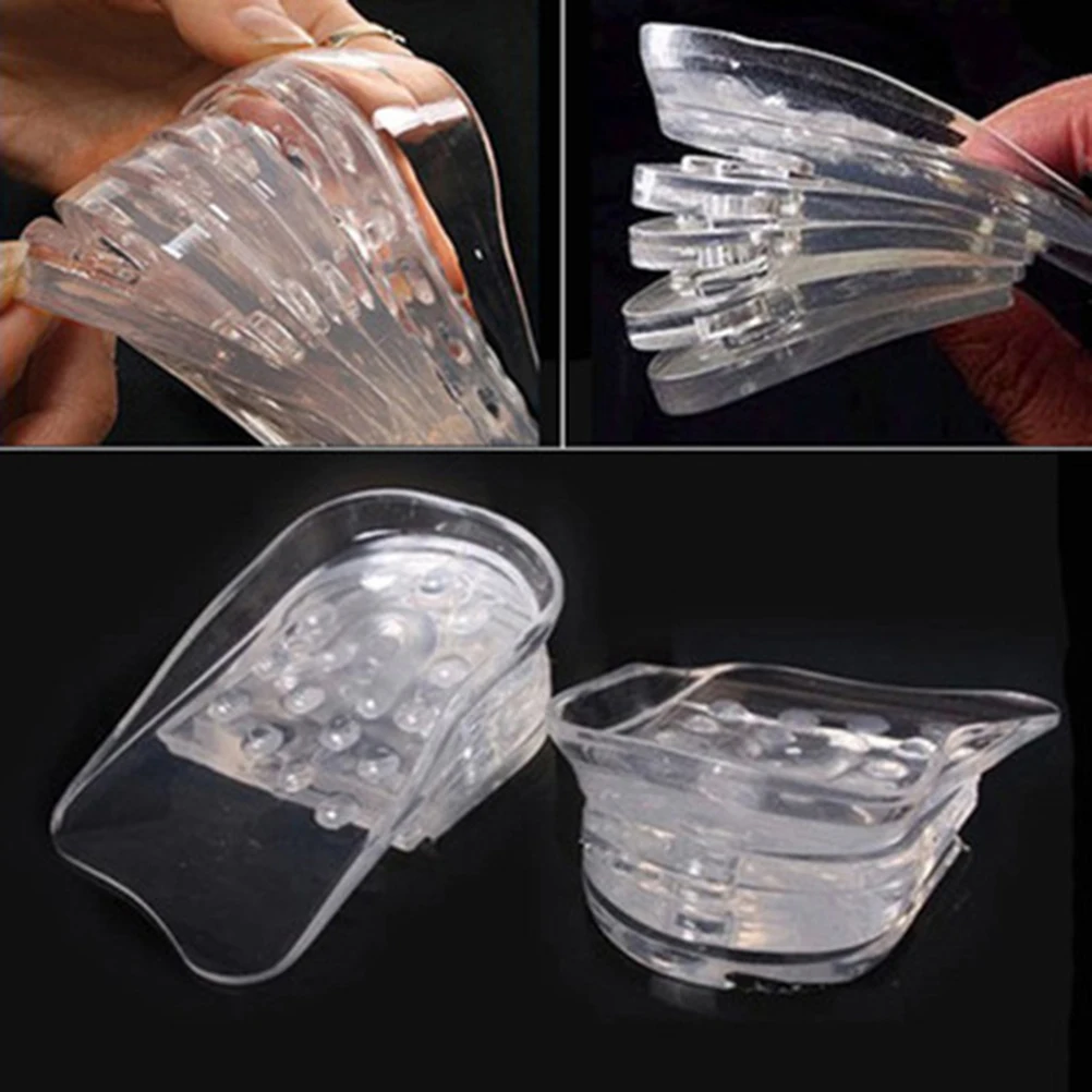 

5 Layer Height Increase Insoles Gel Heel Support Pads Detachable Breathable Non Slip Soft Durable 5 Separated Layers Transparent