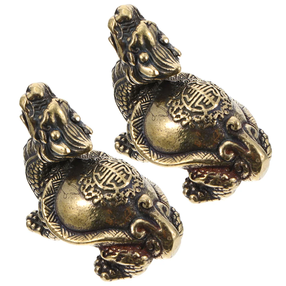 

Plushies Distressed Solid Xuanwu Dragon Turtle Keychain Pendant (2pcs) Decoration Mini Brass