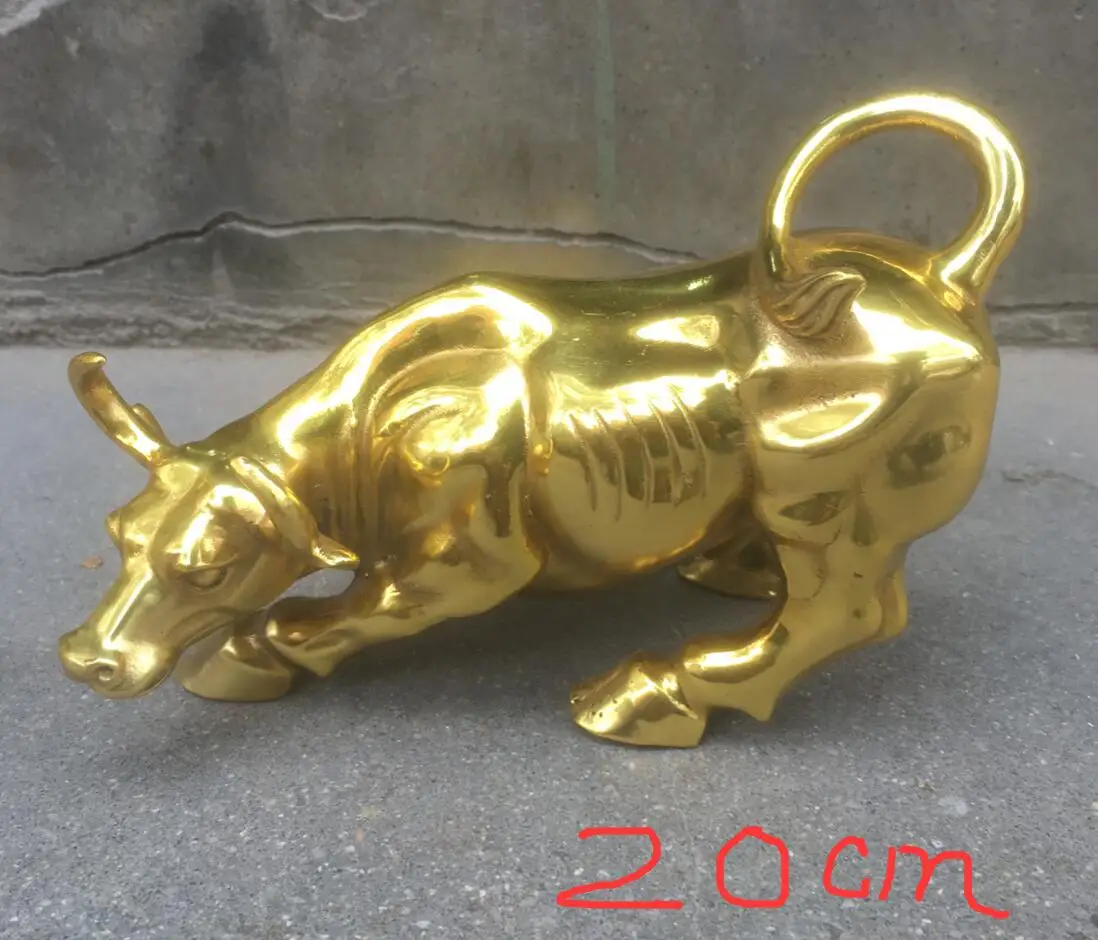 

Classic Bronze Gilded Wall Street Bull Office desk decorations 20CM