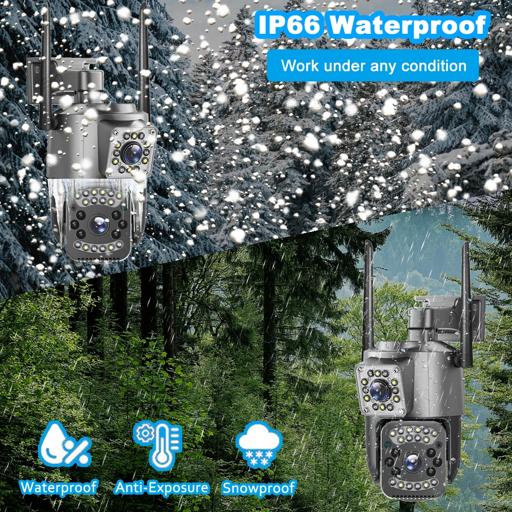 4K 8MP Dual Lens 4G IP Camera Night Vision Ai Human Detect PTZ Outdoor Video Camara Wireless V380 Pro CCTV Security Protection