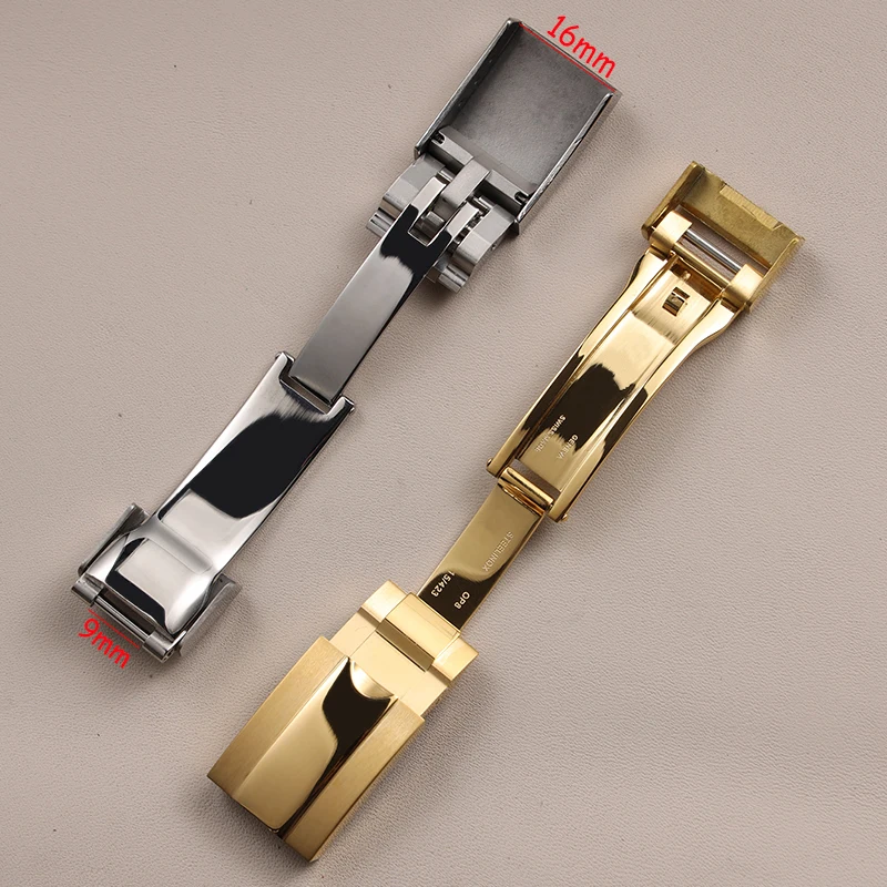 9x16 مللي متر حزام ساعة معدني المشبك ل رولكس دايتونا الغواصة GMT يخت ماستر الفولاذ المقاوم للصدأ قابل للتعديل زر معدني مشبك ساعة
