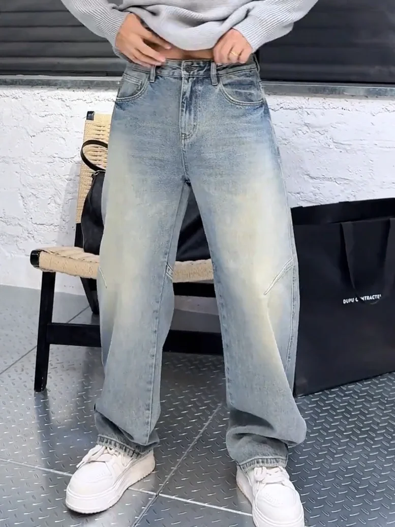 

Winter New Sle American Retro Waed Thiened Straight Leg Casual Jeans Men's Faion Ci Sle Classic Straight Cut Trou...