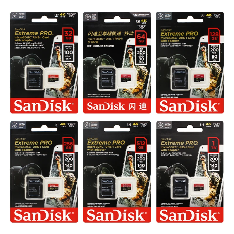 Imagem -05 - Cartão Sandisk Extreme Pro Microsdxc Uhs-i com Adaptador Cartão de Memória Velocidade de Leitura de até 200 mb s V30 a2 4k Ultra hd e Vídeo Full hd