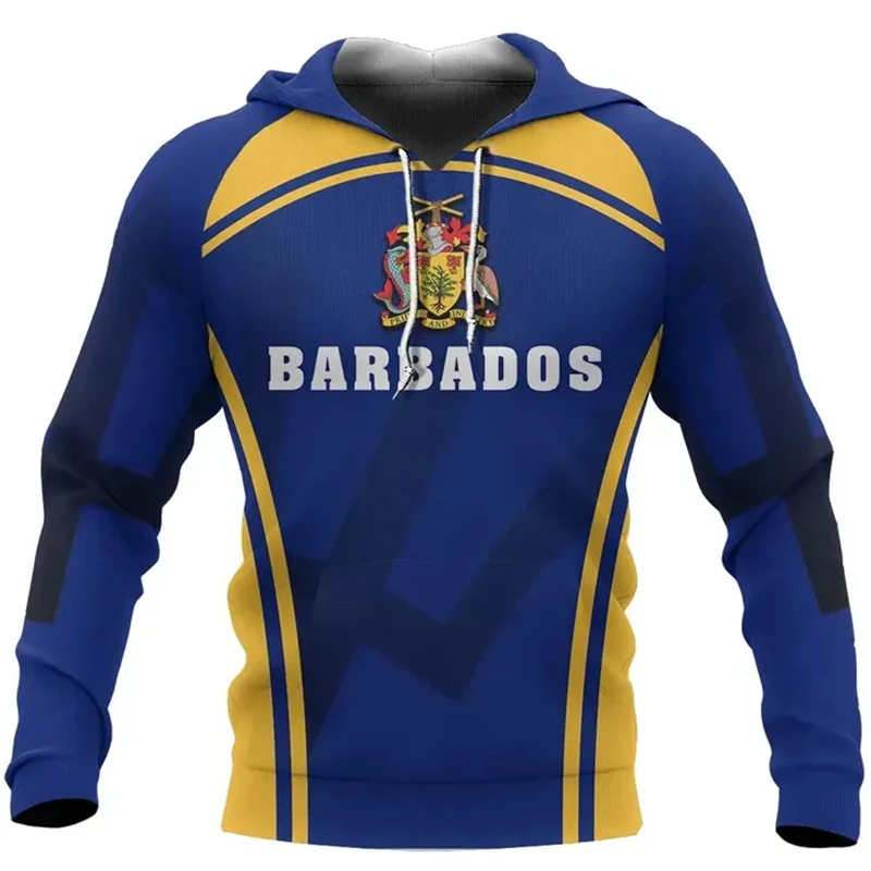 

Barbados Caribbean Country Flag Pattern 3DPrint Unisex Hoodies Harajuku Spring Streetwear Funny Casual Jacket Hoodies Clothing