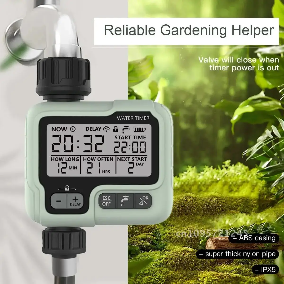 HCT-322 Automatic Water Digital Garden Timer Irrigation Used Intelligent Outdoor Sprinkler Save Machine Water&Time To