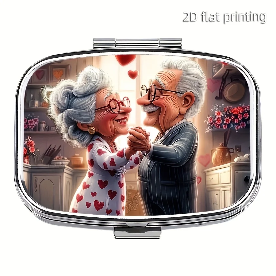 1 Dancing Couple Mini Pill Box - 2-Compartment Compact Design, Ideal for Travel, Perfect for Vitamins and Small Accessories
