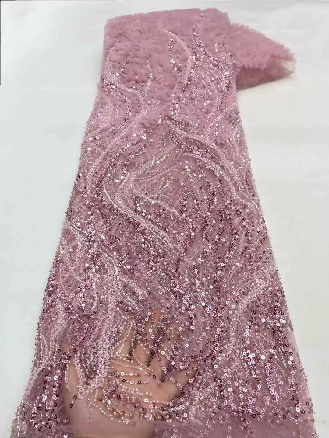 مكارثي ثلاثية الأبعاد زهرة الخرز أقمشة الدانتيل 2025 جودة عالية الفرنسية شبكة التطريز الترتر اللؤلؤ مطرز النيجيري أقمشة الدانتيل