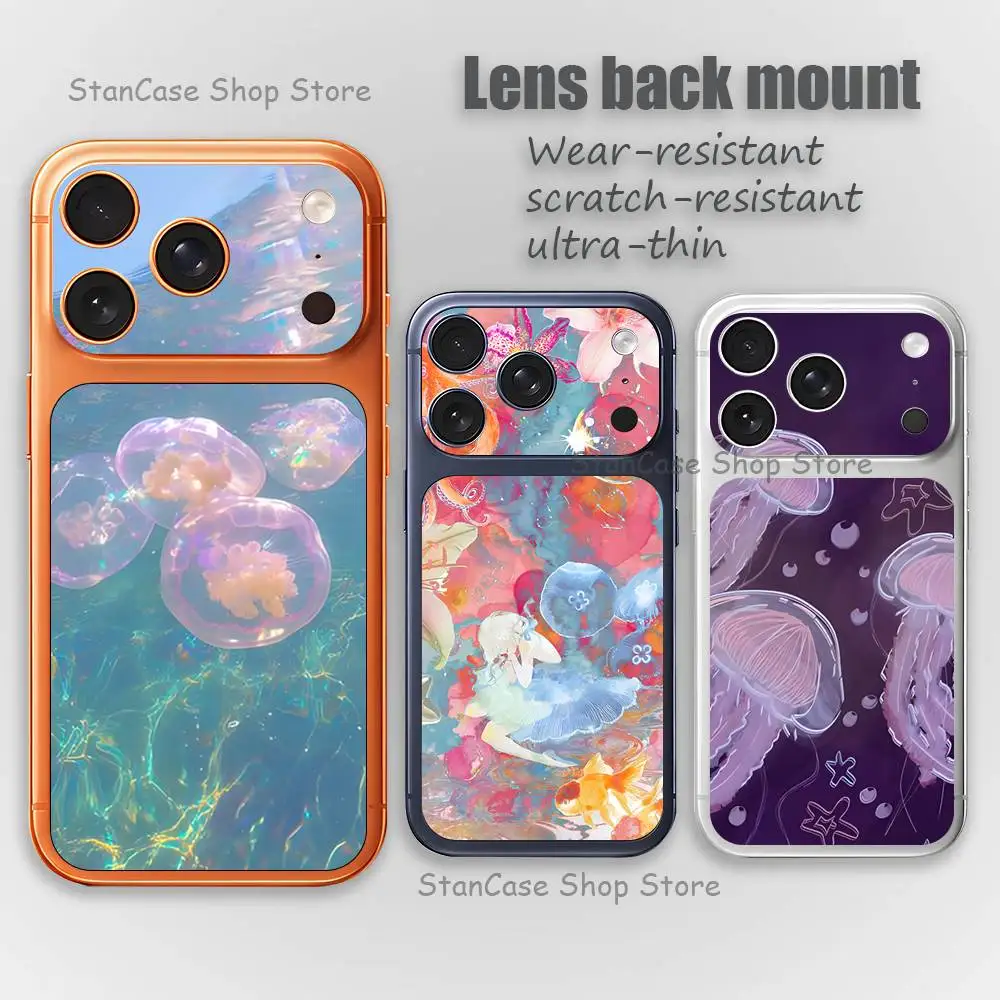 

Pink Jellyfish Tear Down Fiber Skin Wrap Change Case for IPhone 17 Pro Max Back Sticker Cover