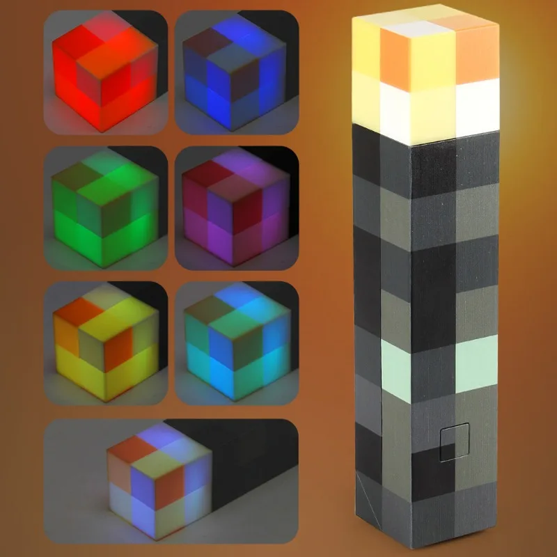 

Children's magnetic building blocks torch lights peripheral games torch night lights USB diamond color changing table lamps
