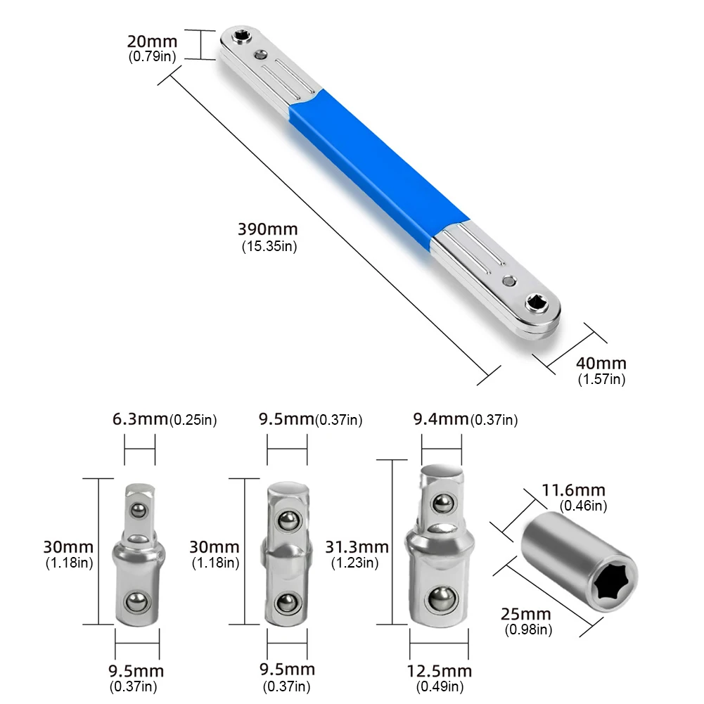 مفتاح ربط بسقاطة جاهز للصدمات مع محولات مربعة 1/2 1/4 3/8 بوصة مفتاح تمديد أوفست مفتاح ربط بسقاطة للمكان الصغير #6