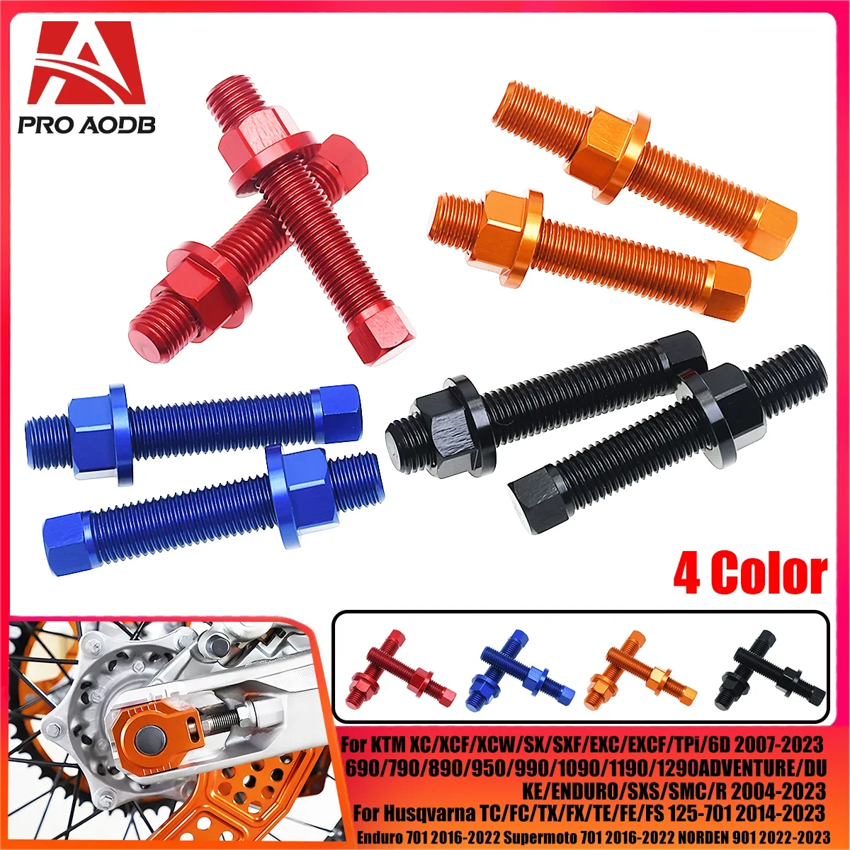 

PRO AODB motorcycle M10 Rear Axle Blocks Chain Adjuster Bolt For Husqvarna TC/FC/TX/FX125-701 For GasGas EX 125-300 2021-2023