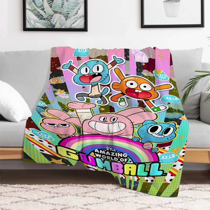 The Amazing World of G-Gumball Blanket Kid's Anime Blankets Furry Throw Sofa & Throws Bed Double Fluffy Soft Decorative Custom