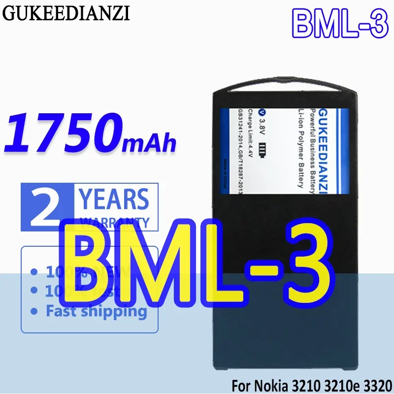 

High Capacity GUKEEDIANZI Battery BML-3 BML3 1750mAh For Nokia 3210 3210e 3320