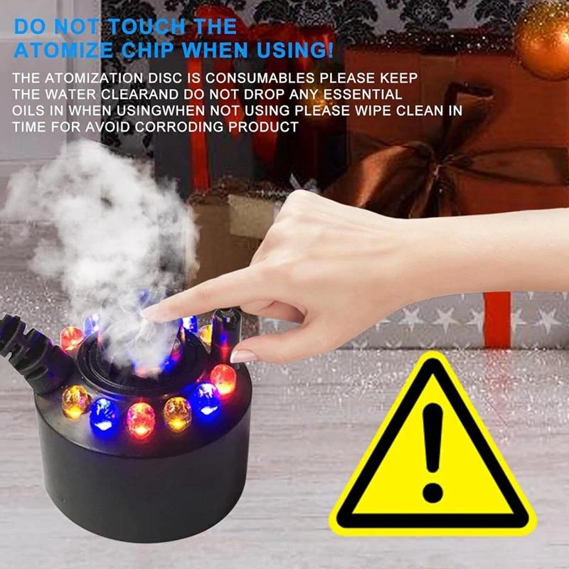 Nébuliseur à ultrasons à 12 LED, brumisateur d'eau noir avec pare-éclaboussures, prise UE