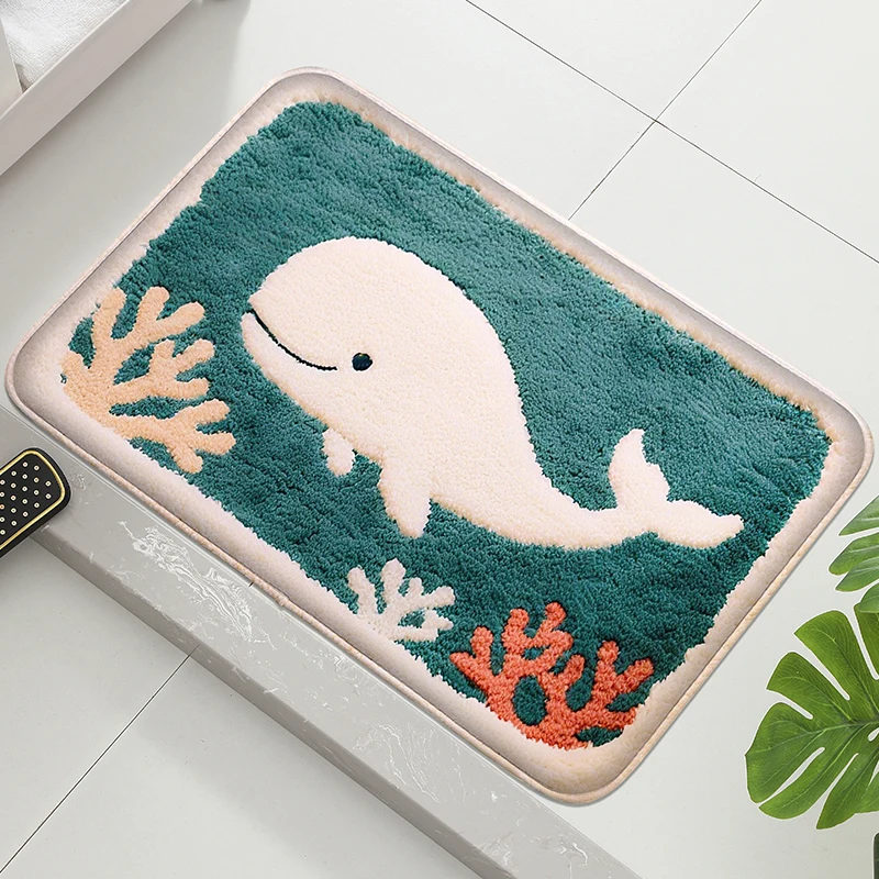 

Flannel material dolphin bathroom mat, bathroom anti slip mat, modern decorative mat, absorbent foot mat, machine washable