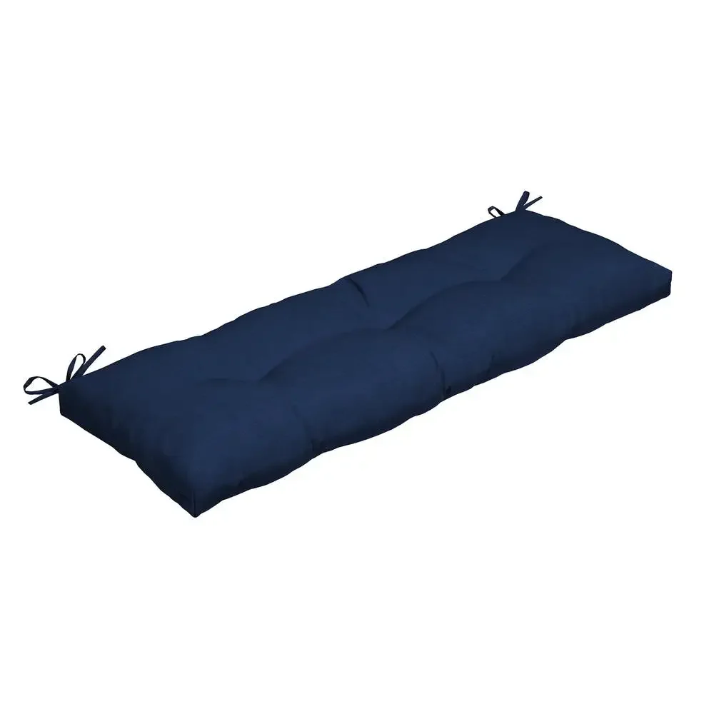 Blue Outdoor Bench Cushion Eco-Friendly Polyester Fill 48x18 UV Resistant Water Repellent Rectangle Comfort Seating