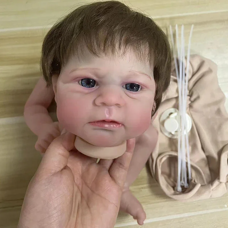 18Inch Reborn Doll Kit Elijah Popular 3D Painted Unfinished Doll Parts with Hand Root Hair with Cloth Body and Limbs