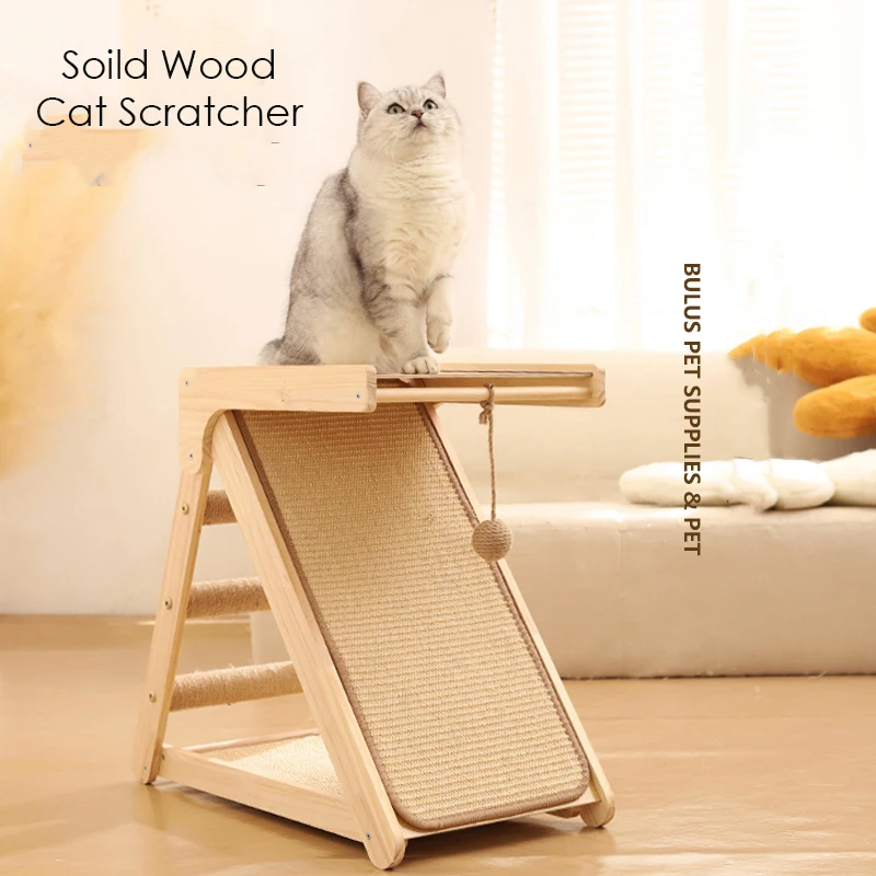 

Wooden Cat Scratcher Cat Scratching Post Sisal Wear-resistant Cats Kitten Scratching Grinding Paws Toys Furniture Protector