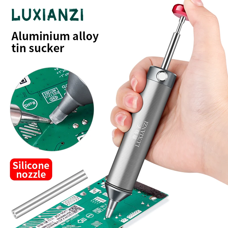 luxianzi poderosa desoldering bomba succao de aluminio tin gun solda otario pen remocao ferro de solda a vacuo solda repair tool 01