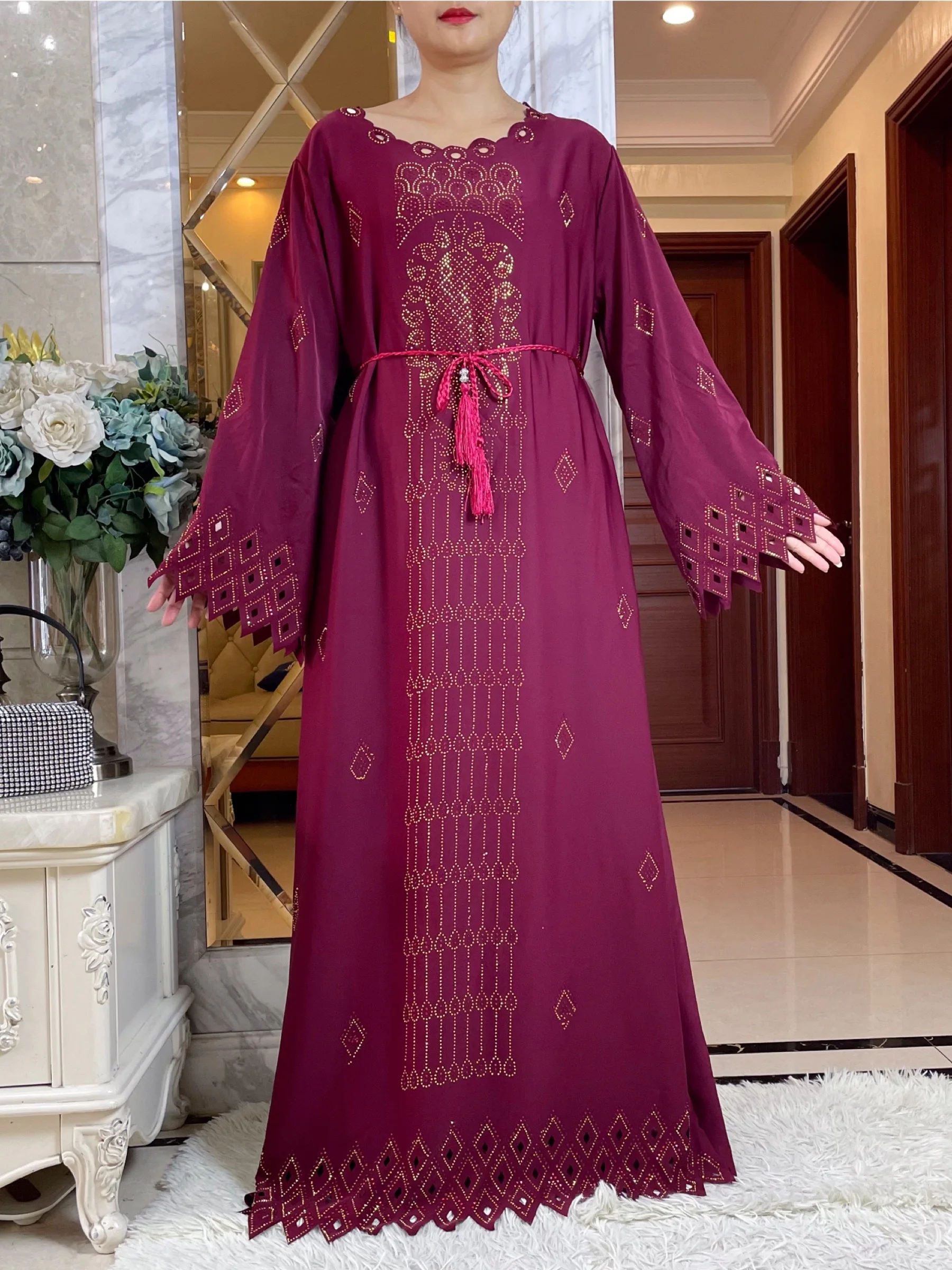 2024 moda diamantes oco design abaya ramadan eid fechado longo abaya dubai feminino vestido muçulmano modesto roupas islâmicas