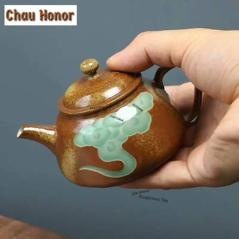 High-end Longquan Celadon Teapot Japanese Tea Infuser Pot Tea Soaking Kettle With Ball Hole Dahongpao Tableware Ornaments Gifts