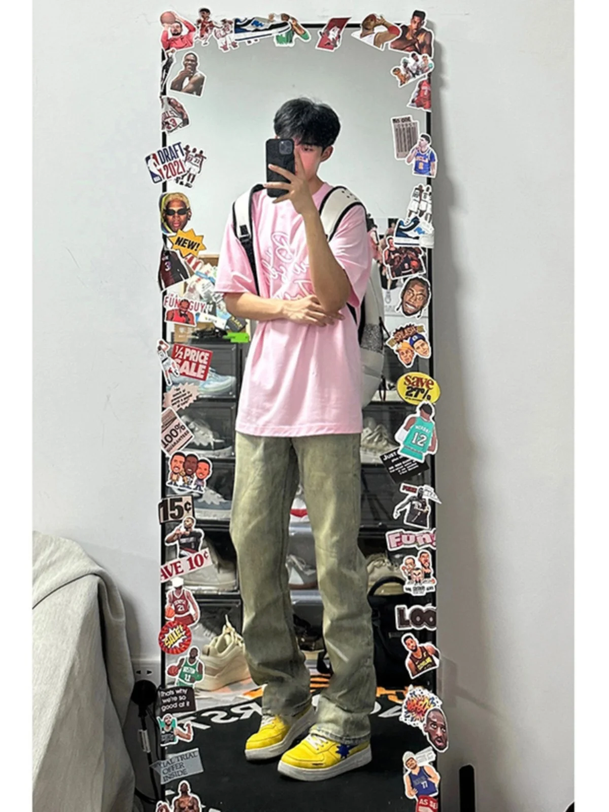 

American Sle Vintage Waed Mud Color Jeans Summer Thin Straight Leg Casual Pants Men's Loose Fit Long Trousers