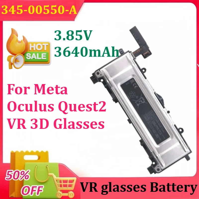 

Новый аккумулятор 3,85 В 3640 мАч 345-00550-A для Meta Oculus Quest2 VR 3D очки шлем