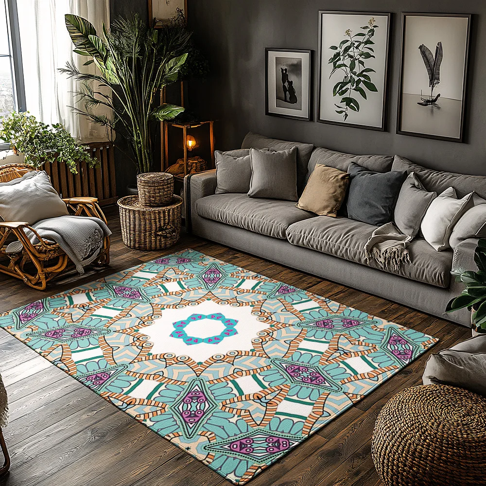 Modern Geometric Area Rug Non-Slip Washable Floor Mat Living Room Bedroom Decor Stylish Home Accent Rug Indoor Outdoor Carpet