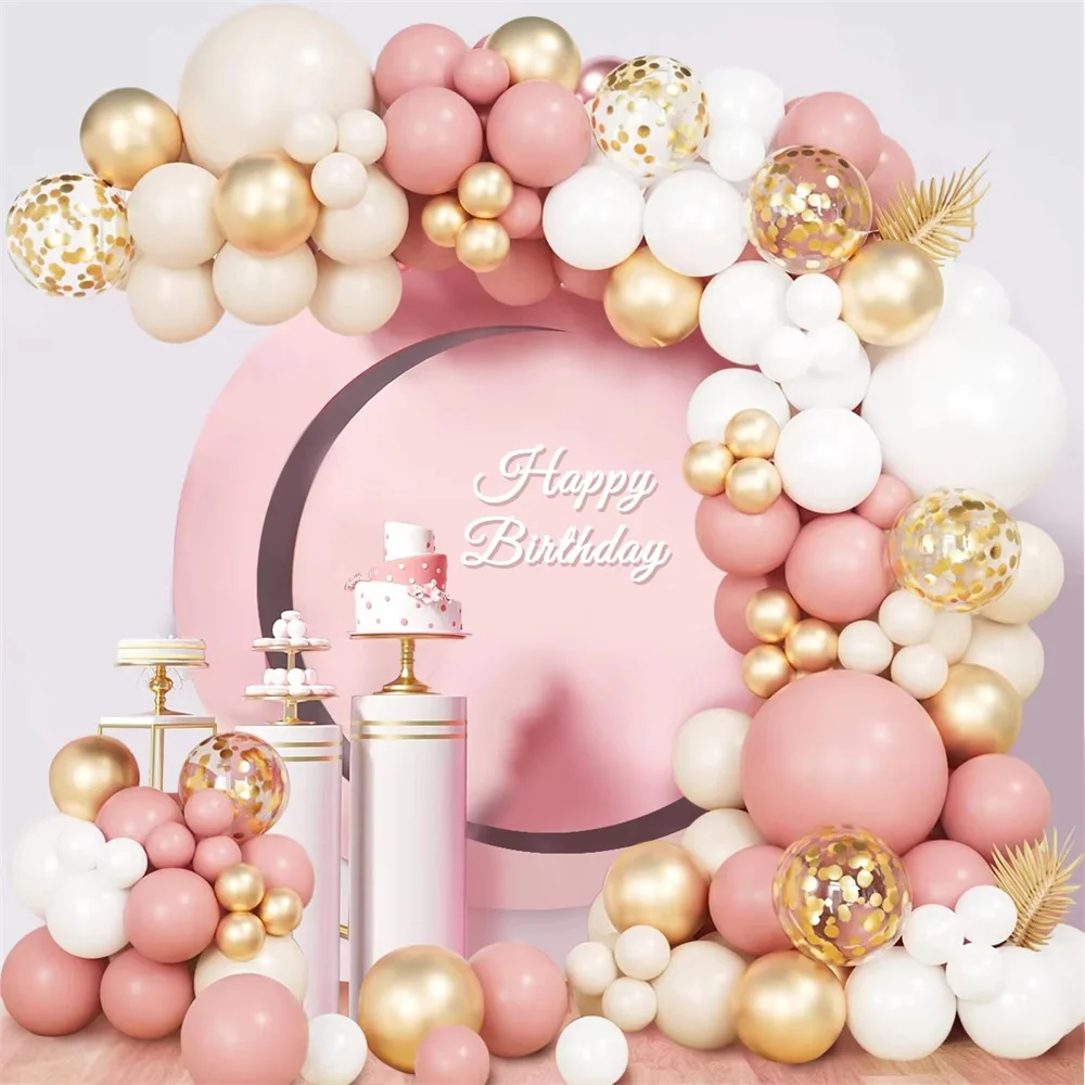 105pcs Retro Pink Pastel Macaron Balloons Garland Arch Kit Wedding Birthday Party Decor Girls Baby Shower Rose Gold Ballon Chain