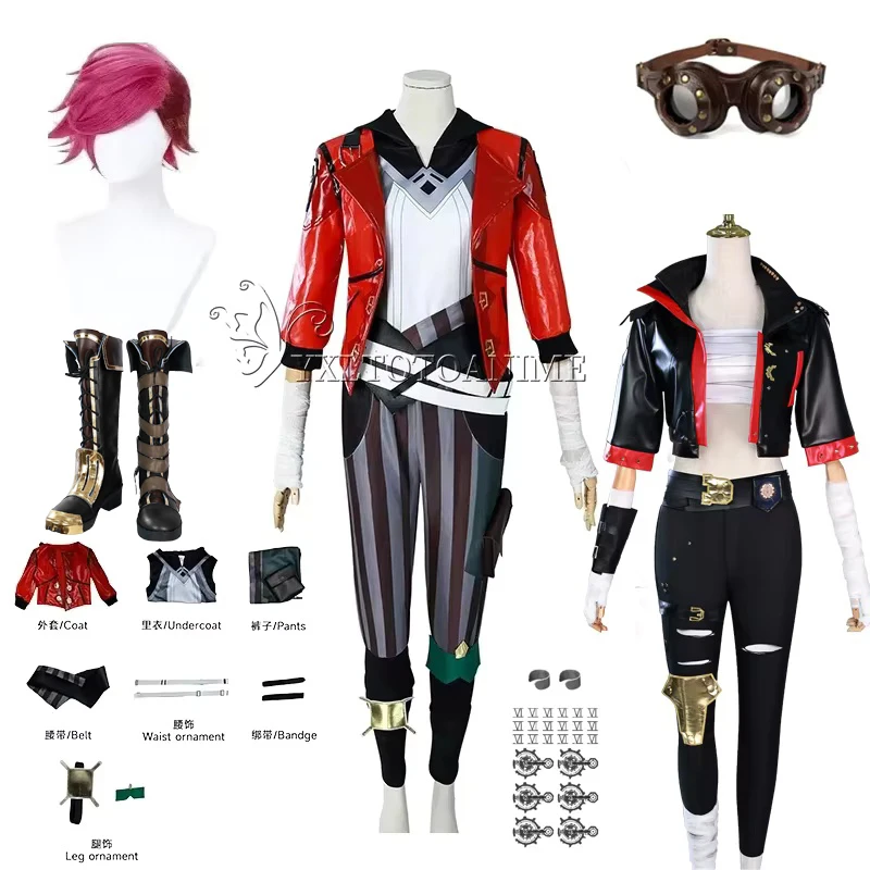 Vi Acrane Cosplay LOL Costume Game Arcane Vi black VI  Wig Outfits Halloween Carnival  Halloween Costume Underground Fighter Vi