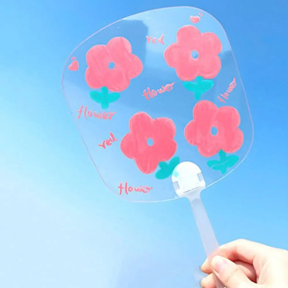 Multi-functional Plastic Transparent Fan Round Handheld Blank Painting Fans Unfinished Thicken Graffiti Fans for Wedding